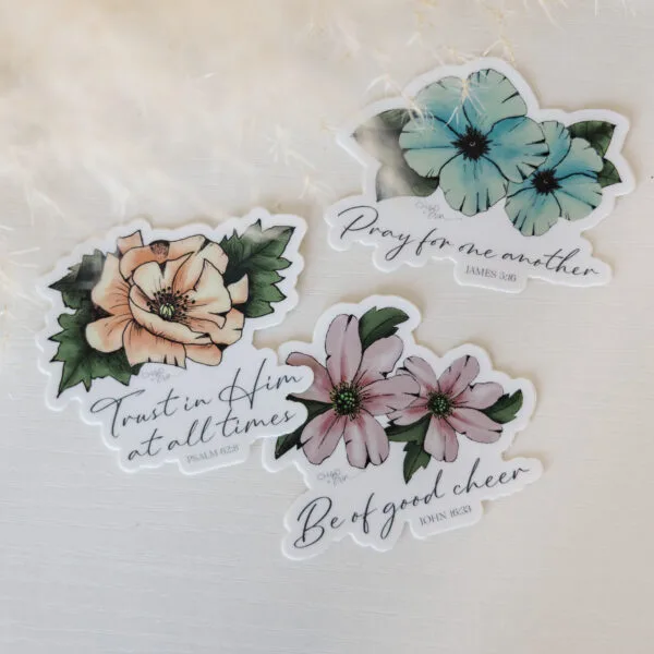 Pray-Trust-Cheer Flower Stickers - Image 2